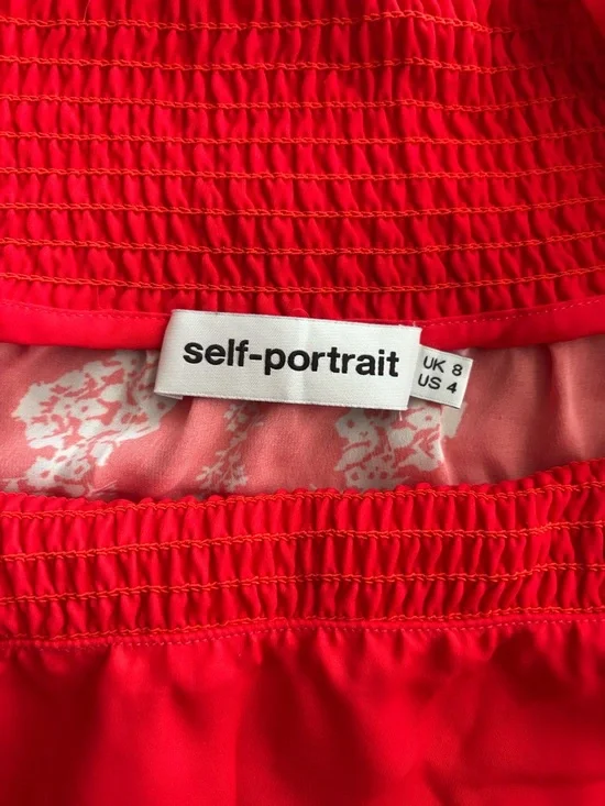 Self-Portrait Red Cold-Shoulder Ruffle Top - Picture 5 of 5